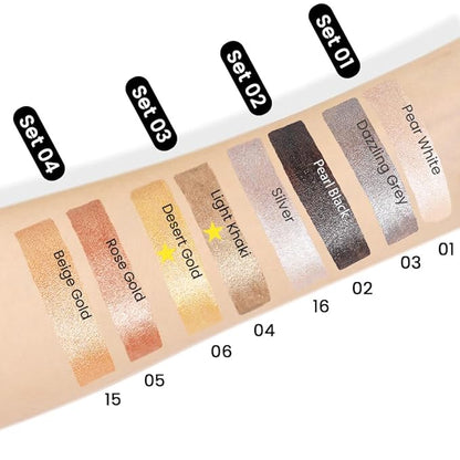 Kaely 2Pcs Cream Eyeshadow Stick Set for Eyes,Light Khaki & Desert Gold Shimmer Pen,Eye Brightener Halloween Makeup,sombras para ojos,Smooth Eye Shadow Highlighter Crayon Pencil Waterproof,04+06