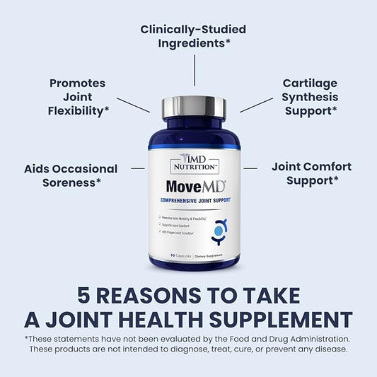 1MD Nutrition MoveMD - Health Supplement for Joint Discomfort & Support - Our Collagen Pills are Skillfully Formulated for Women & Men w/Hyaluronic Acid & Astaxanthin
