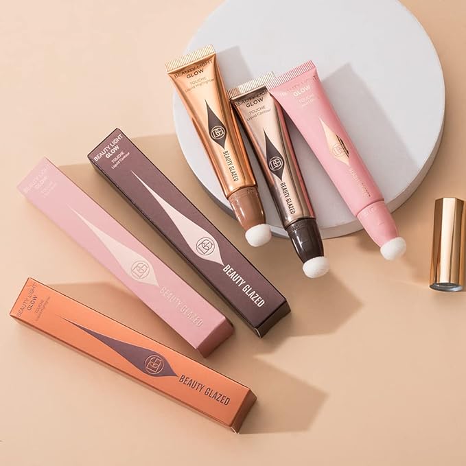 Liquid Contour+Highlighter Blush Stick+Liquid Blush Stick, Smooth Creamy (Contour+Blush#01+Highlighter #01)