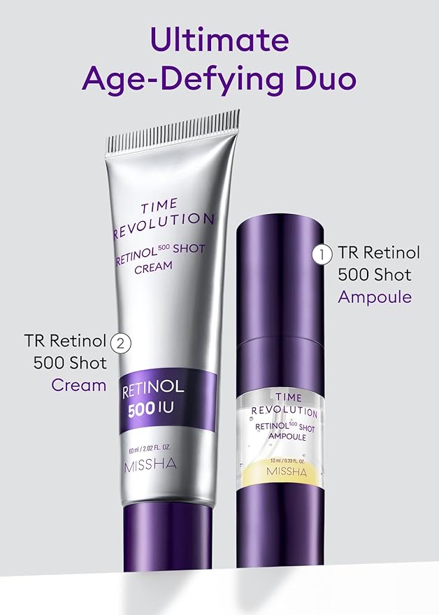 MISSHA Time Revolution Night Repair Retinol Intensive Ampoule 0.33 Fl oz - Advanced Korean Facial Serum for Skin Barrier Strengthening, Improved Elasticity, Radiance, Overnight Moisturization
