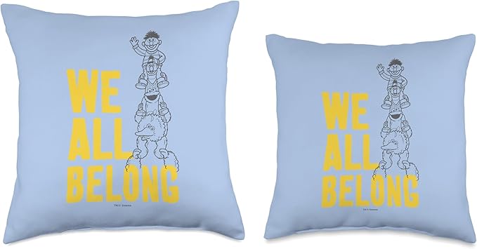 Sesame Street Big Bird and Cookie Monster, We All Belong Throw Pillow, 16x16, Multicolor