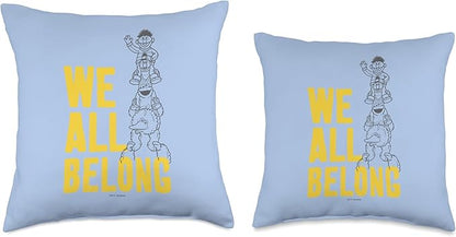 Sesame Street Big Bird and Cookie Monster, We All Belong Throw Pillow, 16x16, Multicolor