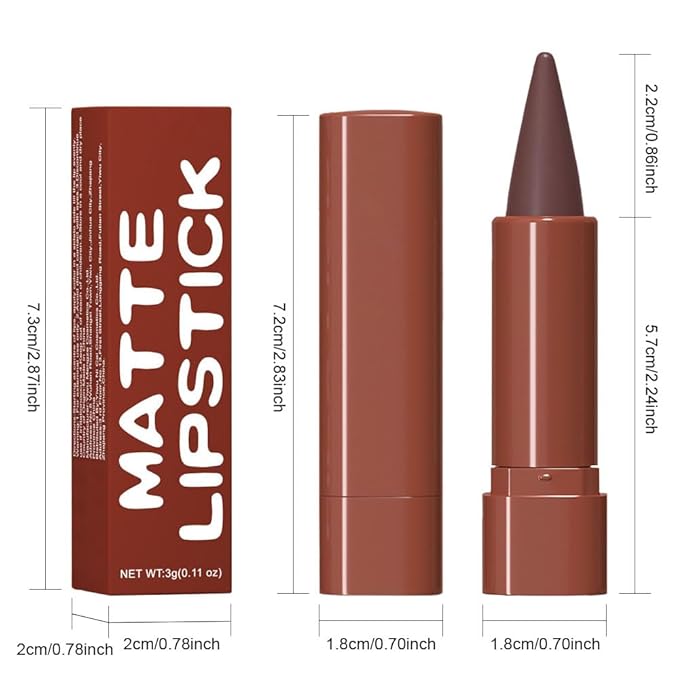 BINGBRUSH 2-in-1 Gradient Lip Liner & Lipstick Combo,Matte Longwear Waterproof Lip Pencil with Cone Tip,Smudge Proof Crayon for Flawless Ombre Contour,Women's Long Lasting Makeup Set (05#Dark Brown)