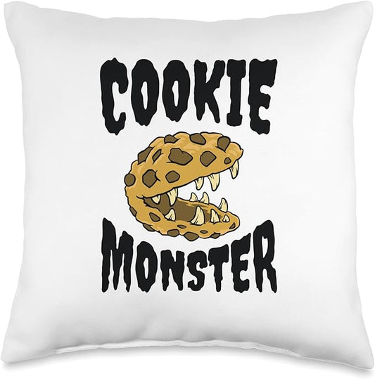 Funny Cookie Monster Creature Humour Throw Pillow