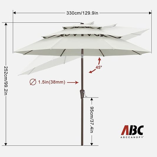 ABCCANOPY Patio Umbrellas 3 Tiers 11FT (Light Beige)