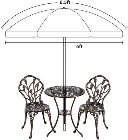 AMMSUN Patio Umbrella, 6.5 ft Outdoor Table Umbrella with Tilt Steel Pole, UPF50+ Protection, Great for Outdoor Garden Backyard, Maroon
