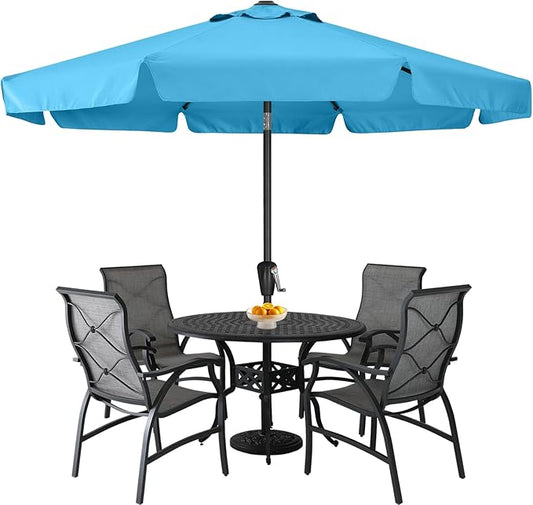ABCCANOPY Patio Umbrella 10ft - Outdoor Table Umbrella with Push Button Tilt and Crank, 8 Ribs Umbrella for Patio Pool Garden Deck (Turquoise)