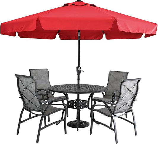 MASTERCANOPY Valance Patio Umbrella for Outdoor Table Market -8 Ribs (10ft, Red)