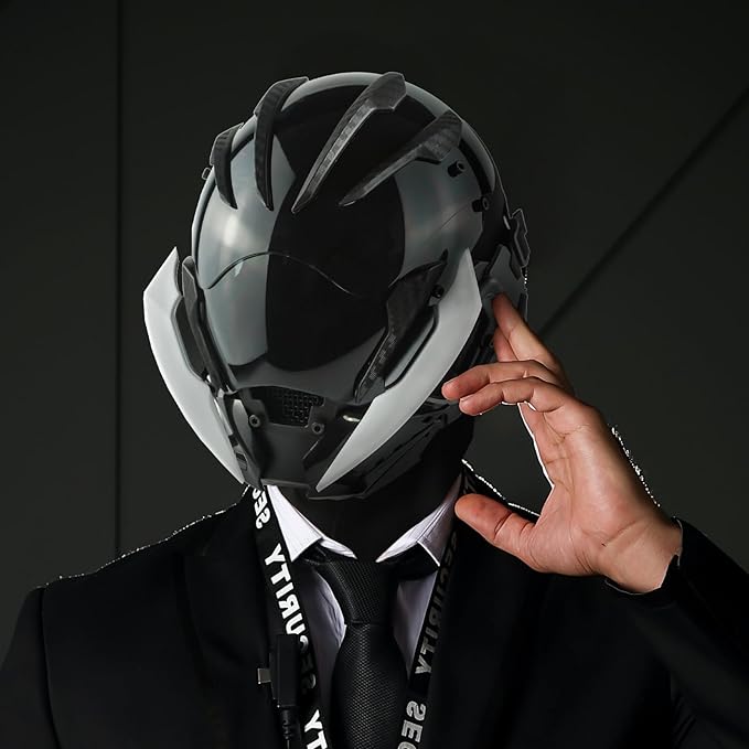 Punk Gothic Mask Helmet for Adult, Mechanical Sci-fi Gear Cosplay Costume Accessory Samurai Futuristic Helmet