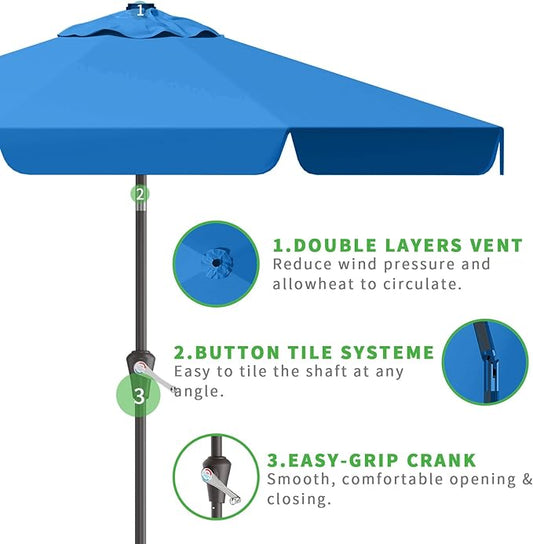 10FT Patio Umbrella Table Market Umbrella w/Tilt and Crank Outdoor Umbrellas for Garden, Deck, Backyard, Pool and Beach, Royal Blue