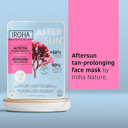 After Sun face Masks Prolongs Tan & Hydrates with Probiotics, Inositol (5 masks) + Aloe Vera Skin Care Masks with Hyaluronic Acid, Hydrating (5 masks) - Vegan, Korean Beauty (Total Bundle 10 pieces)