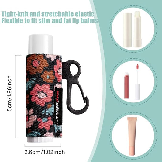 5pcs Lip Balm Holder Keychain Lipstick Women(Daisy/Tulip/Leo)