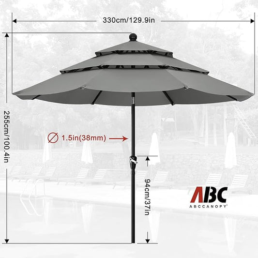 ABCCANOPY Patio Umbrellas 3 Tiers 11FT (Dark Gray)
