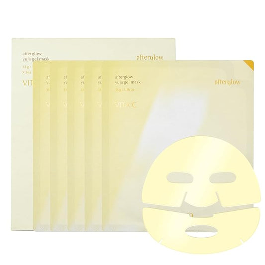 Afterglow Yuja Gel Mask, Vitamin C, Overnight Hydrogel Mask, 4+1 Pack