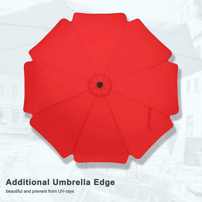 MASTERCANOPY Valance Patio Umbrella for Outdoor Table Market -8 Ribs (10ft, Red)