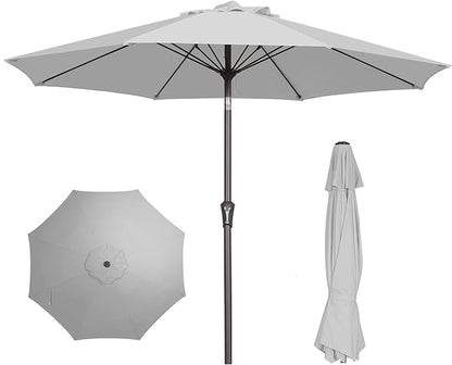 PatioKingdom 9FT Patio Outdoor Umbrella-UPF 50+ Sun Shade with Wind Vent, Push-Button Tilt & Smooth Crank Lift, Rust-Resistant Fiberglass Frame for Garden, Backyard,Yard