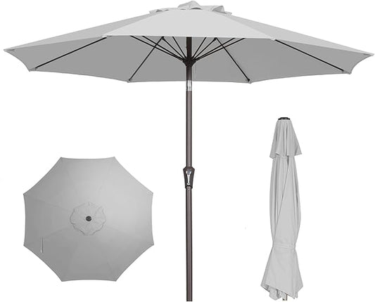 PatioKingdom 9FT Patio Outdoor Umbrella-UPF 50+ Sun Shade with Wind Vent, Push-Button Tilt & Smooth Crank Lift, Rust-Resistant Fiberglass Frame for Garden, Backyard,Yard