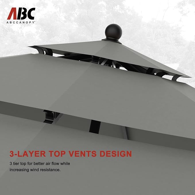 ABCCANOPY Patio Umbrellas 3 Tiers 11FT (Dark Gray)
