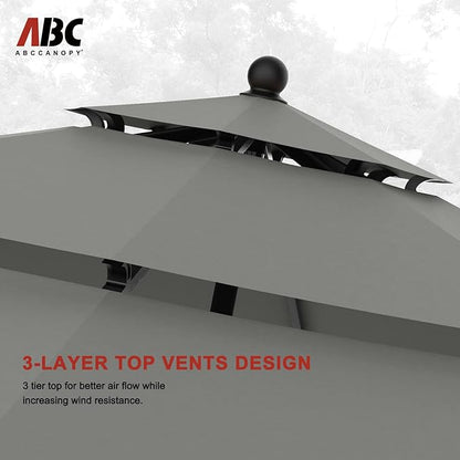ABCCANOPY Patio Umbrellas 3 Tiers 11FT (Dark Gray)