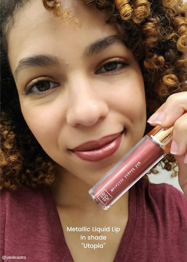 M2U NYC Metallic Liquid Lipstick, Long Lasting High Impact Color, Metallic Liquid Lips, Lipstick for Women, Metallic Ink Lipstick, Lip Stick (Rose Gold-Rose Gold)