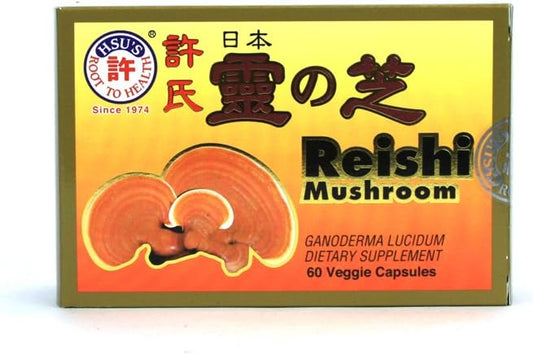 Hsu's Ginseng SKU 3720 | Japanese Reishi Mushroom Capsules, 60 Count | 許氏日本靈芝60粒裝| 60ct Box of Reishi Mushroom Capsules, B073V4Z4QH