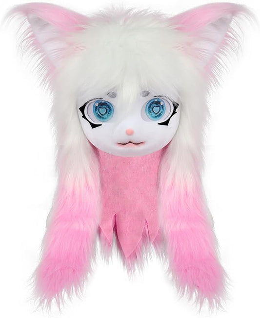 JUNBOON Furry Animal Headgear Beast Full Head Mask Headwear Doll Cosplay Costume Halloween Fursuit