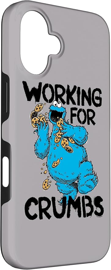 iPhone 16 Sesame Street Cookie Monster Working for Crumbs Case