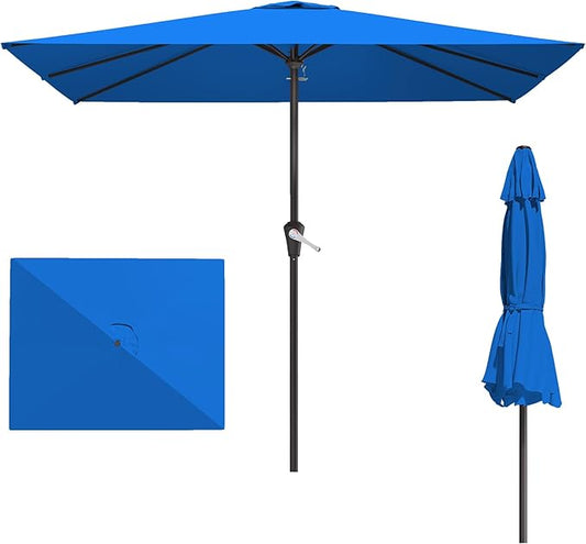 8' x 10' Rectangular Patio Umbrellas for Outdoor, Outdoor Table Umbrella, Large Outdoor Patio Umbrellas with 8 Sturdy Ribs for Market, Garden, Pool (Royal Blue)