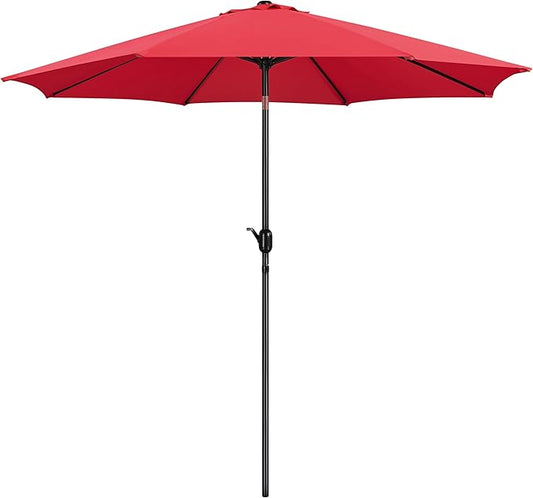 Yaheetech 10FT Patio Umbrella Outdoor Umbrella Patio Yard Market Table Umbrella with Push Button Tilt & Crank for Garden/Beach/Lawn/Deck/Backyard/Pool, 8 Ribs, Red