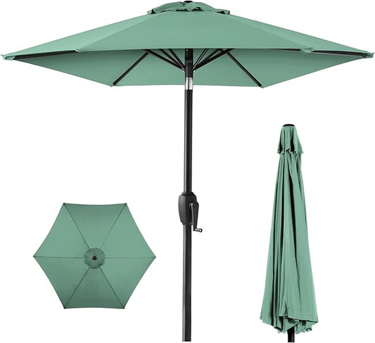 Best Choice Products 7.5ft Heavy-Duty Round Outdoor Market Table Patio Umbrella w/Steel Pole, Push Button Tilt, Easy Crank Lift - Seaglass