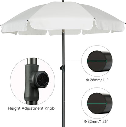 AMMSUN Patio Umbrella, 6.5 ft Outdoor Table Umbrella with Tilt Steel Pole, UPF50+ Protection, Great for Outdoor Garden Backyard, Elegant White