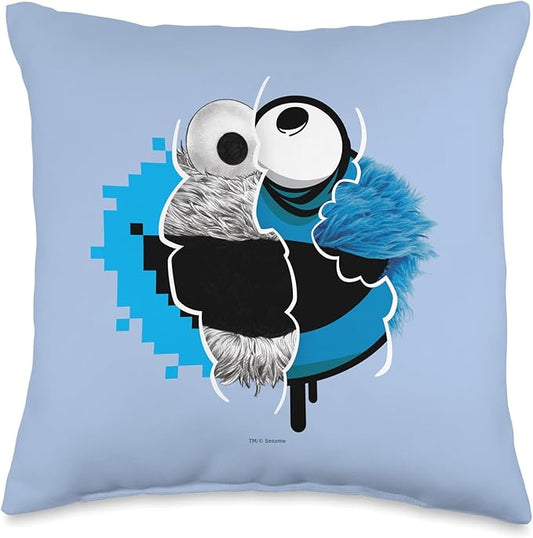 Sesame Street Split Cookie Monster Throw Pillow, 16x16, Multicolor