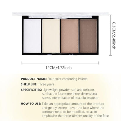 4-Color Contour Makeup Palette, Blush Highlighter Bronzer Powder Kit, Face Cosmetics Gift Set (02#, 1 Count (Pack of 1))