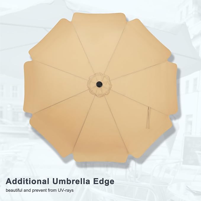MASTERCANOPY Valance Patio Umbrella for Outdoor Table Market -8 Ribs (10ft, Khaki)