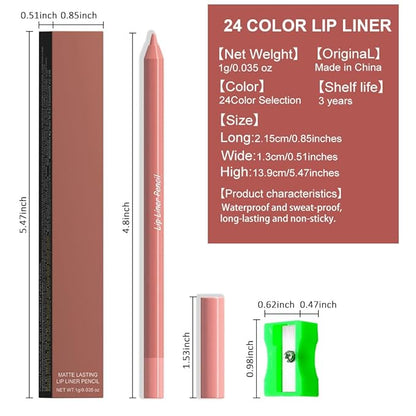 evpct 1Pcs Natural Orange Matte Long Lasting Lip Liner Pencils Makeup for Shaping & Sculpting Lips, No Transfer Long Wear Waterproof Pigmented Lip Liner lipliners Crayon Lipstick Pencil Sharpener 07