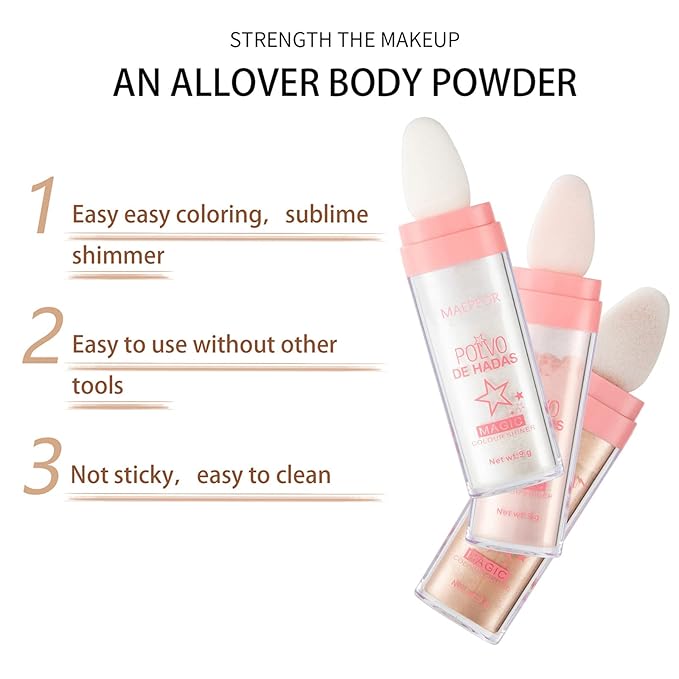 MAEPEOR Highlighter Powder Stick 6 Colors Shimmer Not-sticky