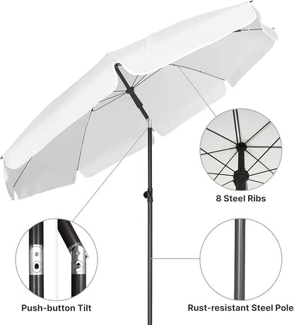 AMMSUN Patio Umbrella, 6.5 ft Outdoor Table Umbrella with Tilt Steel Pole, UPF50+ Protection, Great for Outdoor Garden Backyard, Elegant White
