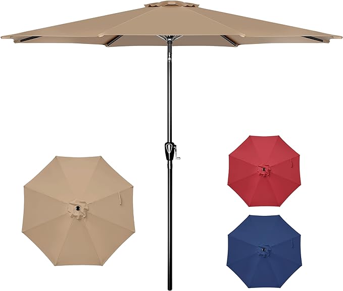 Simple Deluxe 9' Patio Umbrella Outdoor Table Market Yard Umbrella with Push Button Tilt/Crank