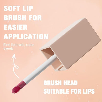 4 Pcs Hydrating Lip Gloss, REEF/AMBER/STONE/TOPAZ High Moisturizing Oil Tint with Hyaluronic Acid, High Shine for Plumper Looking Lips (#B)