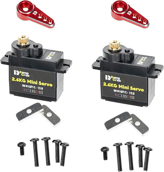 RampCrab Micro Servo with Servo Horn for FCX24, RC Car Model Parts, Upgrade Parts for Crwaler 1/24 Scale FCX24 Power Wagon Butcher & Max Smasher Big Foot Monster Truck, K5 (Red 2P)