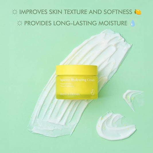 Madeca DERMA Squeeze Hydrating Facial Cream – Hydration & Brightening with Prickly Pear Cactus, Carica Papaya, and Centella Asiatica, Korean Skincare for Moisturizing & Skin Repair (1.69 fl oz)