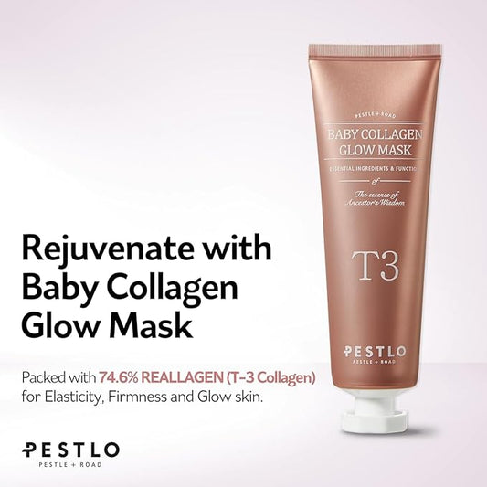 PESTLO Elasticity Boost Skincare Set | Baby Collagen Glow Mask & Rejurecipe Spicule Roller Serum | Hydrate, Firm, Reduce Wrinkles | Patented Reallagen & Gua Sha Serum