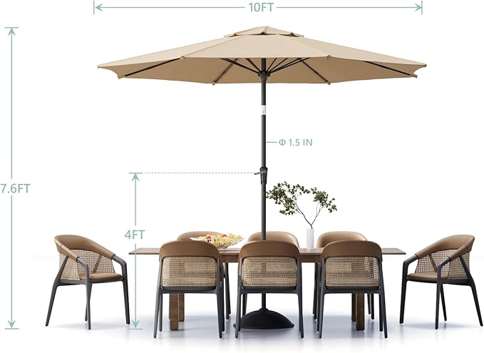 Patio Umbrellas, Pool Umbrella, Outdoor Umbrella with Push Button Tilt/Crank, Deck Umbrellas, Market Umbrela Table for Backyard, Deck, Garden, Pool