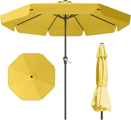11FT Patio Umbrella Table Market Umbrella w/Crank Outdoor Umbrellas for Garden, Deck, Backyard, Pool and Beach, Yellow