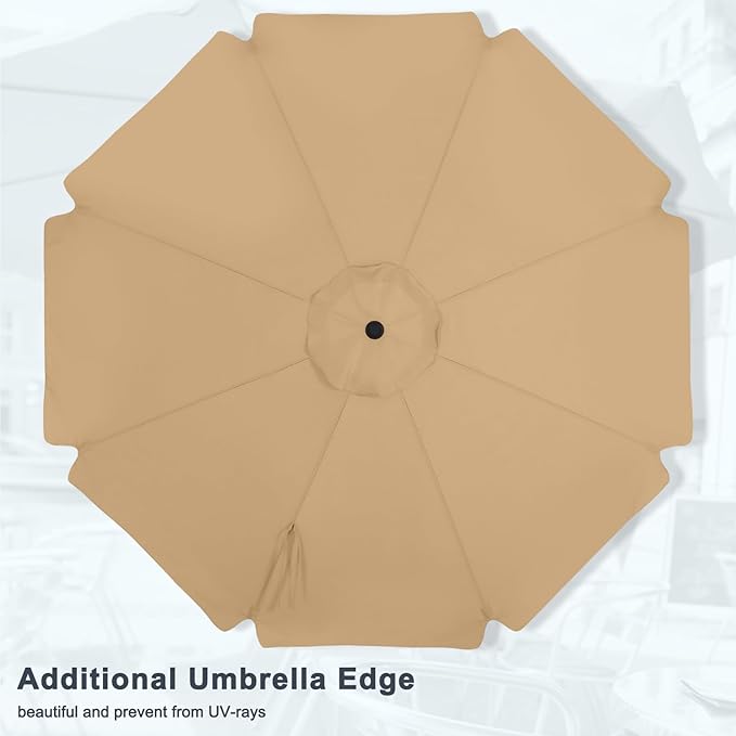 MASTERCANOPY Valance Patio Umbrella for Outdoor Table Market -8 Ribs (11ft,Khaki)