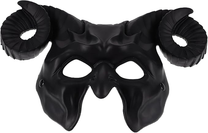 Gadpiparty Devil Goat Skull Mask Ox Ram Horns Monster Animal Half Face Halloween Masquerade Mask Cosplay Props for Adults