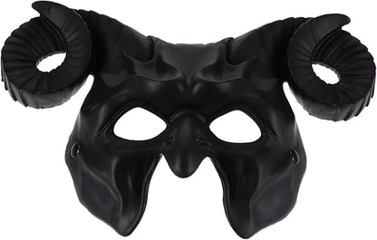 Gadpiparty Devil Goat Skull Mask Ox Ram Horns Monster Animal Half Face Halloween Masquerade Mask Cosplay Props for Adults