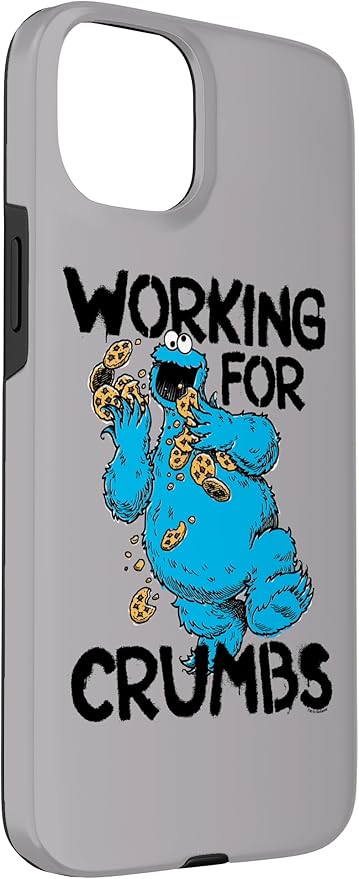 iPhone 15 Plus Sesame Street Cookie Monster Working for Crumbs Case