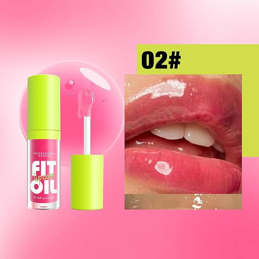 8 Colors Lip Oil Lip Glaze, Hydrating Lip Glow Oil Big Brush Head Shiny Moisturizing Lip Gloss, Long Lasting Non-sticky Fresh Transparent Tinted Plumping Lip Oil (# 02)