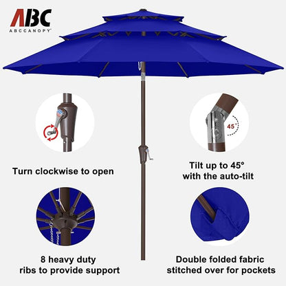 ABCCANOPY Patio Umbrellas 3 Tiers 11FT (Blue)